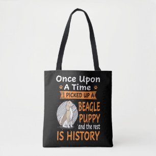 39 One Upon A Time Beagle Puppy Tote Bag