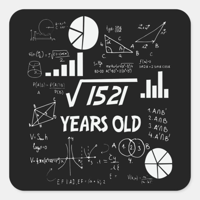 39 Year Old Bday Math Teacher 39th Birthday Gift Square Sticker (Front)