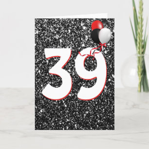 39e anniversaire Ballons sur carte Parties scintil