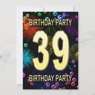 39e anniversaire Invitation fête feux d'artifice