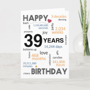 39e carte d'anniversaire