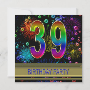 39e fête d'anniversaire Invitation avec bulles