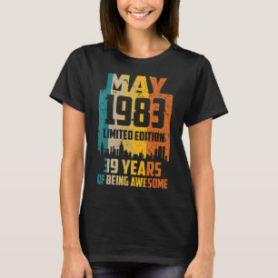 39th Birthday 39 Years Awesome Since May 1983 Vint T-Shirt