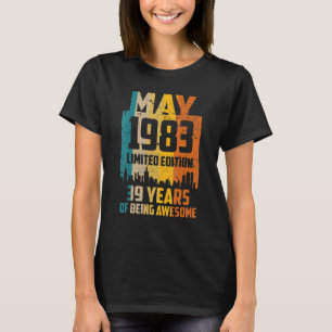 39th Birthday 39 Years Awesome Since May 1983 Vint T-Shirt