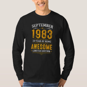 39th Birthday 39 Years Old Awesome Since Septembe T-Shirt