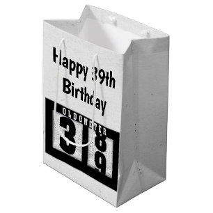 39th Birthday Black Odometer Medium Gift Bag
