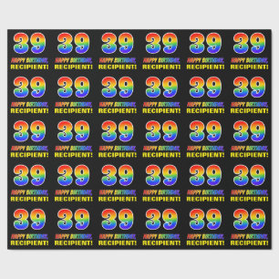 39th Birthday: Bold, Fun, Simple, Rainbow 39 Wrapping Paper