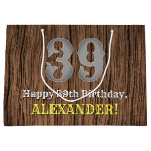 39th Birthday: Country Western Inspired Look, Name Large Gift Bag