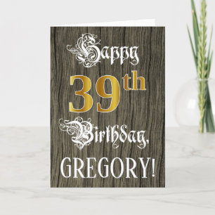 39th Birthday: Faux Gold Look + Faux Wood Pattern Card