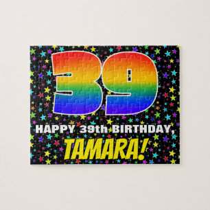 39th Birthday — Fun, Colourful Star Field Pattern Jigsaw Puzzle
