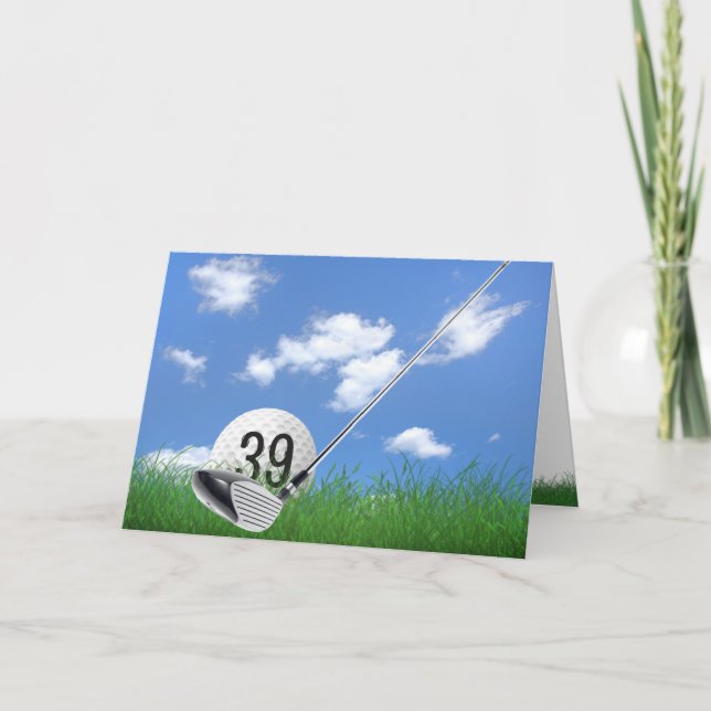 39th Birthday Golf Ball and Putter Card (Front)