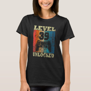 39th Birthday Level Unlocked Vintage For Gamers T-Shirt