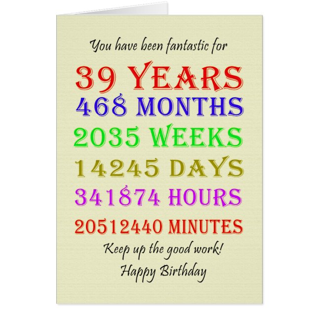39th Birthday Milestones (Front)