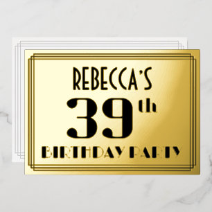 39th Birthday Party: Art Deco Look “39” and Name