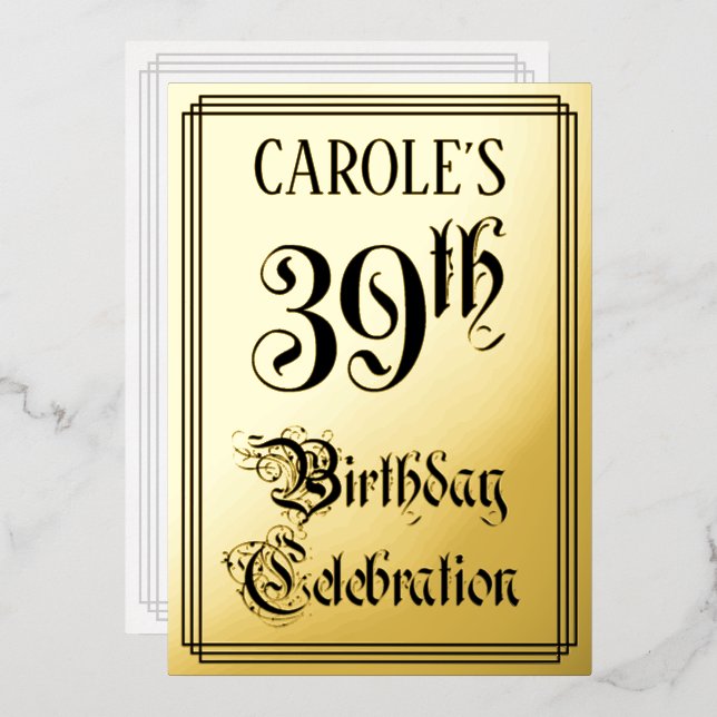 39th Birthday Party — Elegant Script + Custom Name (Front/Back)
