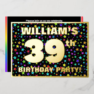39th Birthday Party — Fun, Colourful Stars Pattern