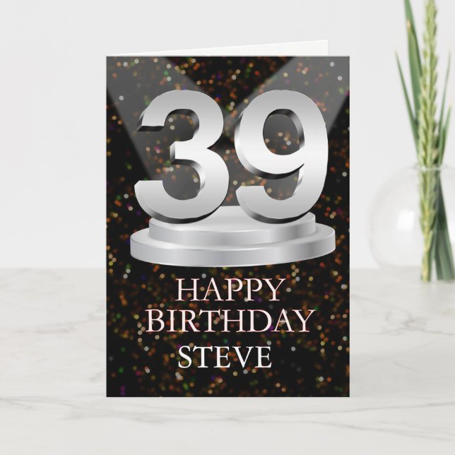 39th Birthday Spotlights Ajouter une carte de nom (Devant)