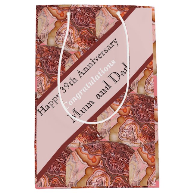 39th Wedding Anniversary Agate Card Medium Gift Bag (Front)