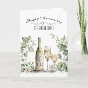 39th Wedding Anniversary Wine and Ivy   Card