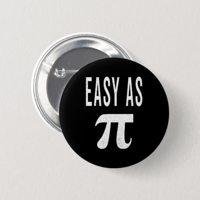 3.14 Distressed Easy As Pie Pi Pun Funny Math Joke 2 Inch Round Button (Front & Back)