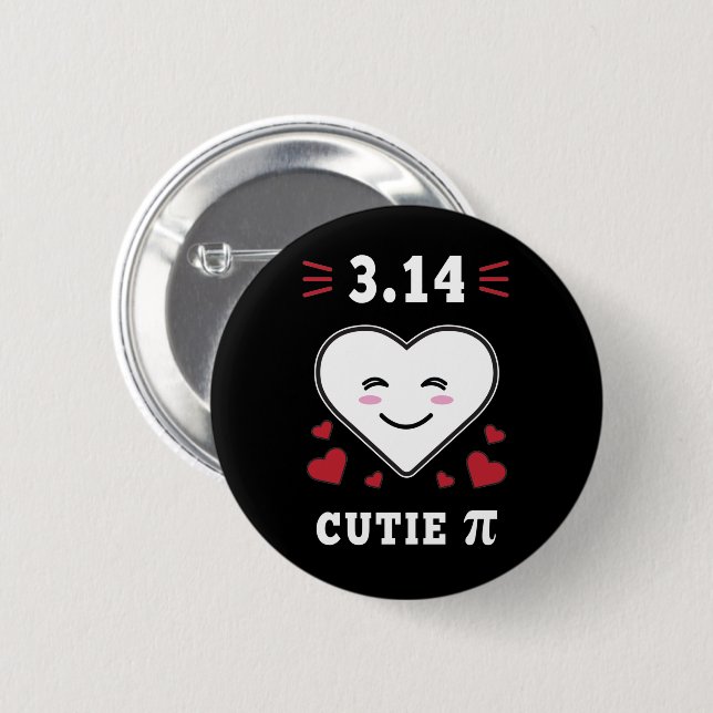 3.14 Heart Cutie Pi Funny Math Joke 2 Inch Round Button (Front & Back)