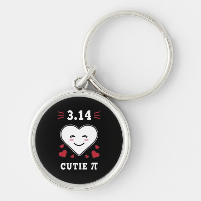 3.14 Heart Cutie Pi Funny Math Joke Keychain (Front)
