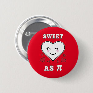 3.14 Heart Sweet As Pi Funny Math Joke 2 Inch Round Button