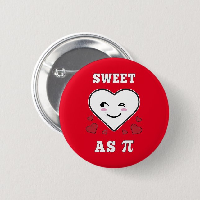 3.14 Heart Sweet As Pi Funny Math Joke 2 Inch Round Button (Front & Back)