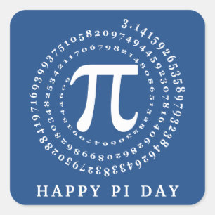 3.14 Number Spiral Blue Happy Pi Day Square Sticker