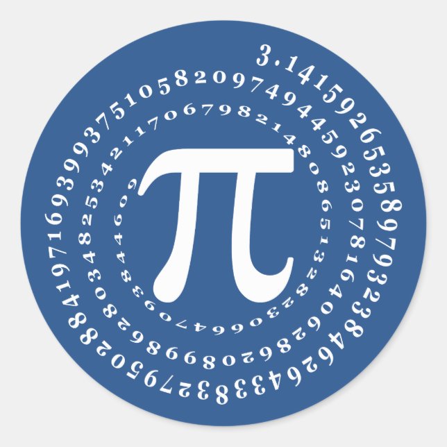 3.14 Number Spiral Blue Pi Day Classic Round Sticker (Front)