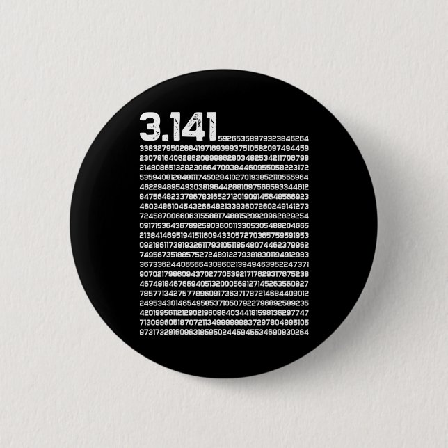 3.14 Pi Day Math Irrational Number Pi  2 Inch Round Button (Front)