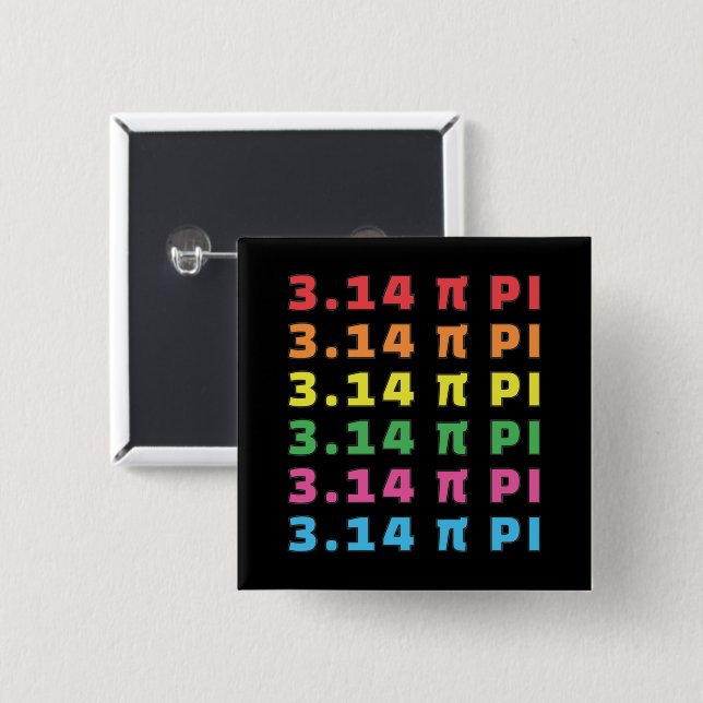 3.14 Pi Day Repeated Text 2 Inch Square Button (Front & Back)