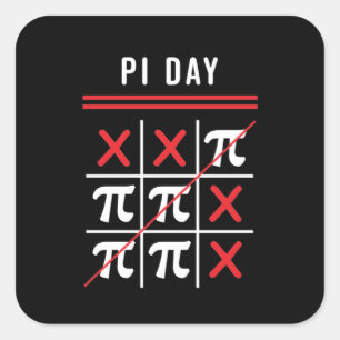 3.14 Tic-Tac-Toe Noughts And Crosses Happy Pi Day Square Sticker