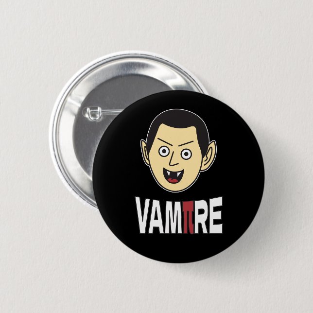 3.14 Vampire Pi Pun Funny Math Joke 2 Inch Round Button (Front & Back)