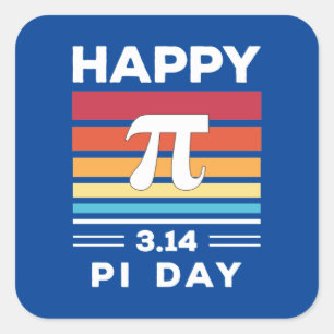 3.14 Vintage Sunset Happy Pi Day Square Sticker
