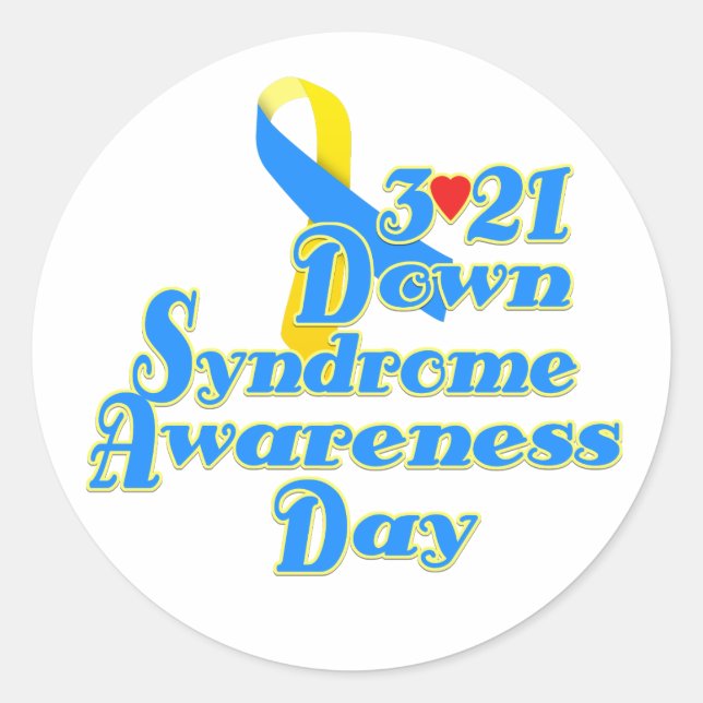 3-21 World Down Syndrome Day Classic Round Sticker (Front)