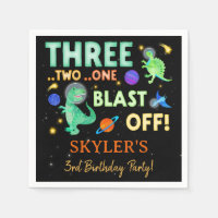 3 2 1 Blast Off Dinosaur Space 3rd Birthday