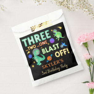 3 2 1 Blast Off Dinosaur Space 3rd Birthday Party Favour Bag