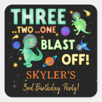 3 2 1 Blast Off Dinosaur Space 3rd Birthday