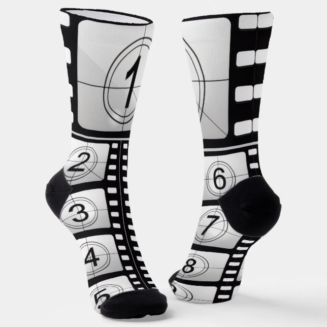 3...2...1..."Movie Countdown" Grey Crew Socks (Angled)
