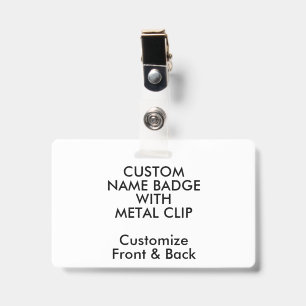3.38" Custom Name Badge and Metal Clip Blank