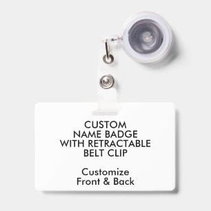3.38" Custom Name Badge & Retractable Belt Clip