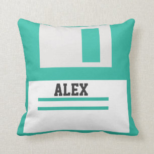 3.5 inch Floppy Discs with Label for Geek Nerds Throw Pillow