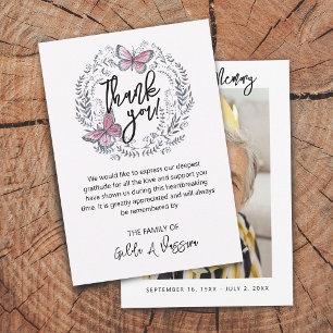 3.5"x5" Butterfly Floral Funeral Thank You Card