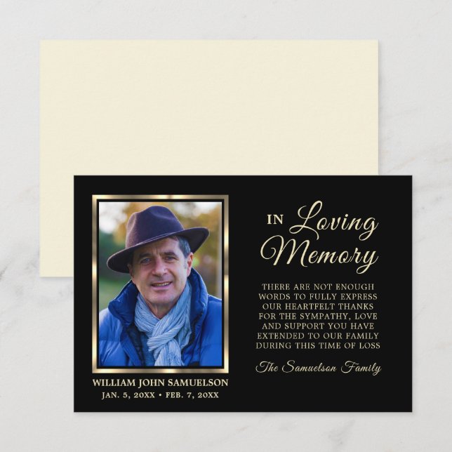 3.5"x5" Sympathy Funeral Memory THANK YOU Photo (Front/Back)