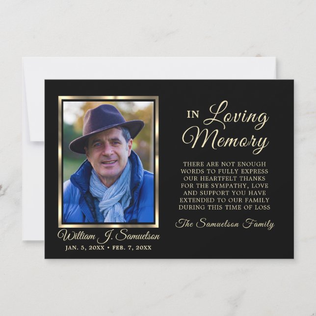 3.5"x5" Sympathy Funeral Memory THANK YOU Photo (Front)