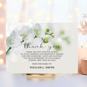 3.5"x5" Sympathy White Orchids THANK YOU