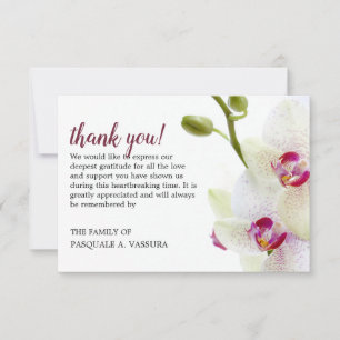 3.5"x5" White Orchid Flower Funeral Thank You Card