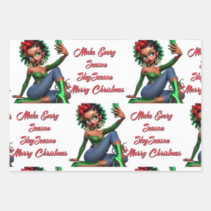 3.5" x 2" Magnetic Card Edgy Christmas Cheer Wrapping Paper Sheet