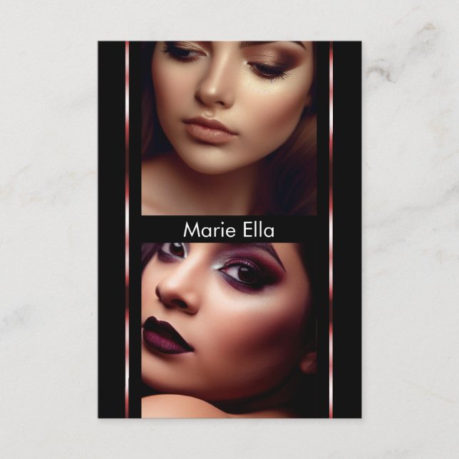 3.5" x 5" Black Red Glam Comp Card Photo Template (Front)